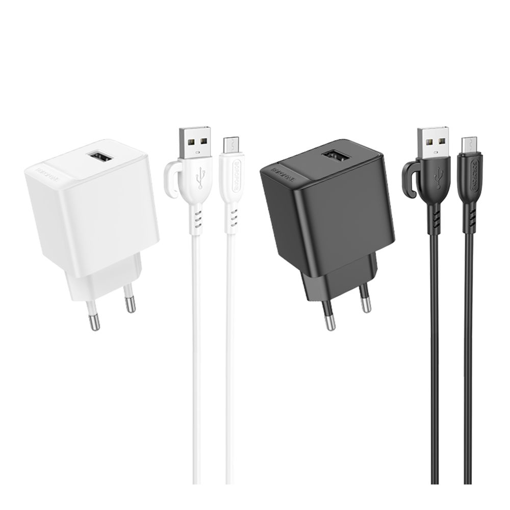 Купить СЕТЕВОЕ ЗАРЯДНОЕ УСТРОЙСТВО BOROFONE BAS11A 1USB 2.1A+USB TO MICRO