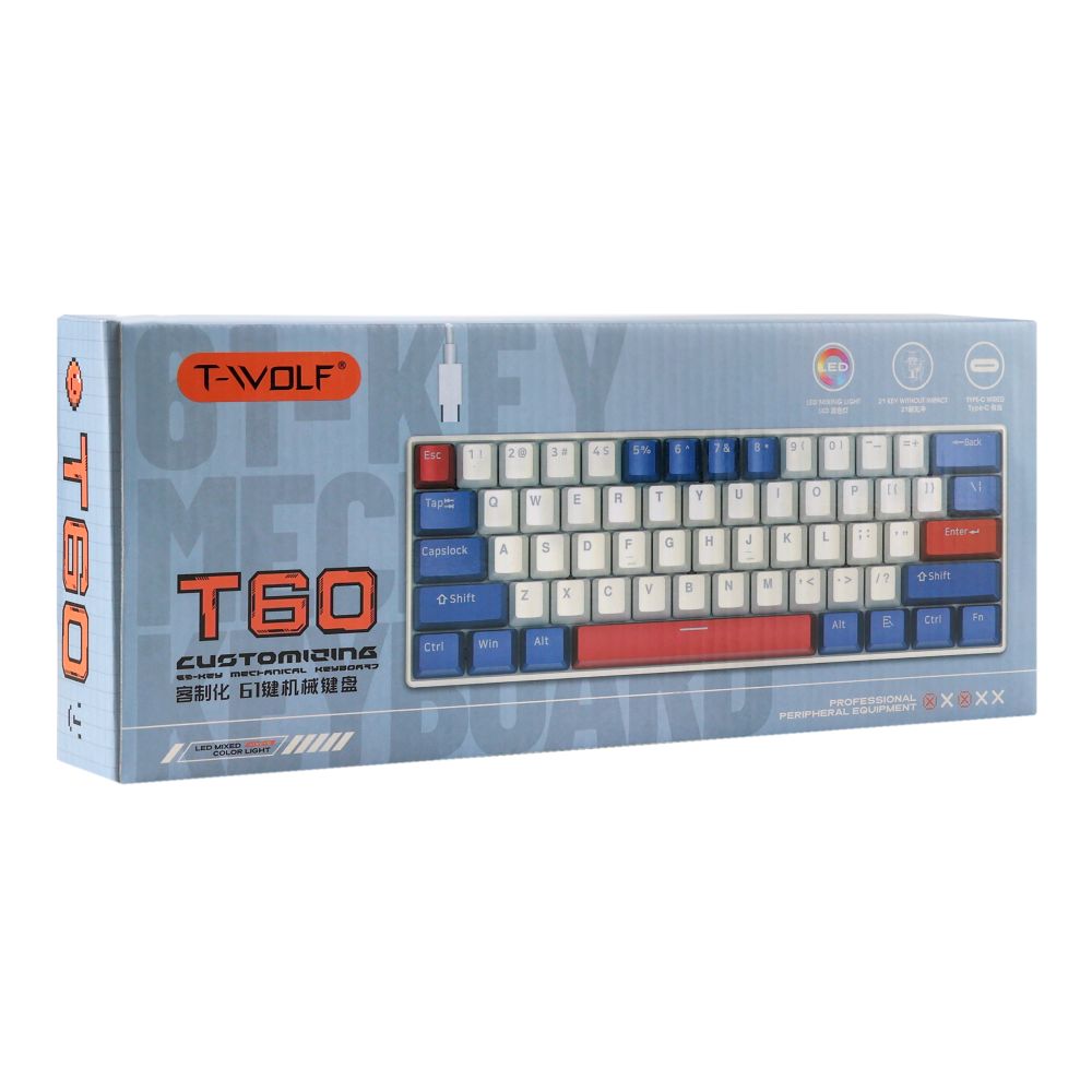 Купить КЛАВИАТУРА ИГРОВАЯ TWOLF T60 BLUE SWITCH_1