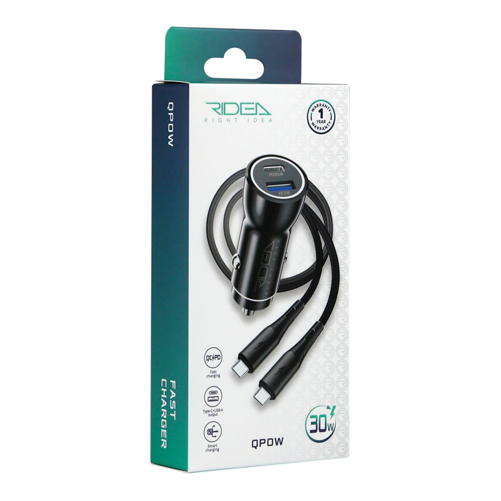 Купить АВТО ЗАРЯДНОЕ УСТРОЙСТВО RIDEA RCC-30114 QPOW 1USB/1USB-C PD/QC 30W+TYPE-C TO TYPE-C_1