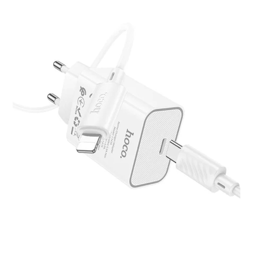 Купить СЕТЕВОЕ ЗАРЯДНОЕ УСТРОЙСТВО HOCO C143A 1USB-C PD/QC 20W+TYPE-C TO LIGHTNING_3