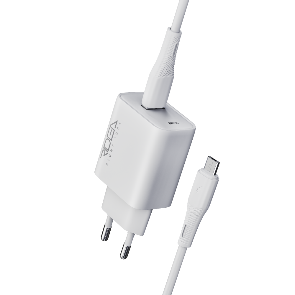 Купить СЕТЕВОЕ ЗАРЯДНОЕ УСТРОЙСТВО RIDEA RW-18123 RAPID 1USB QC 18W+MICRO