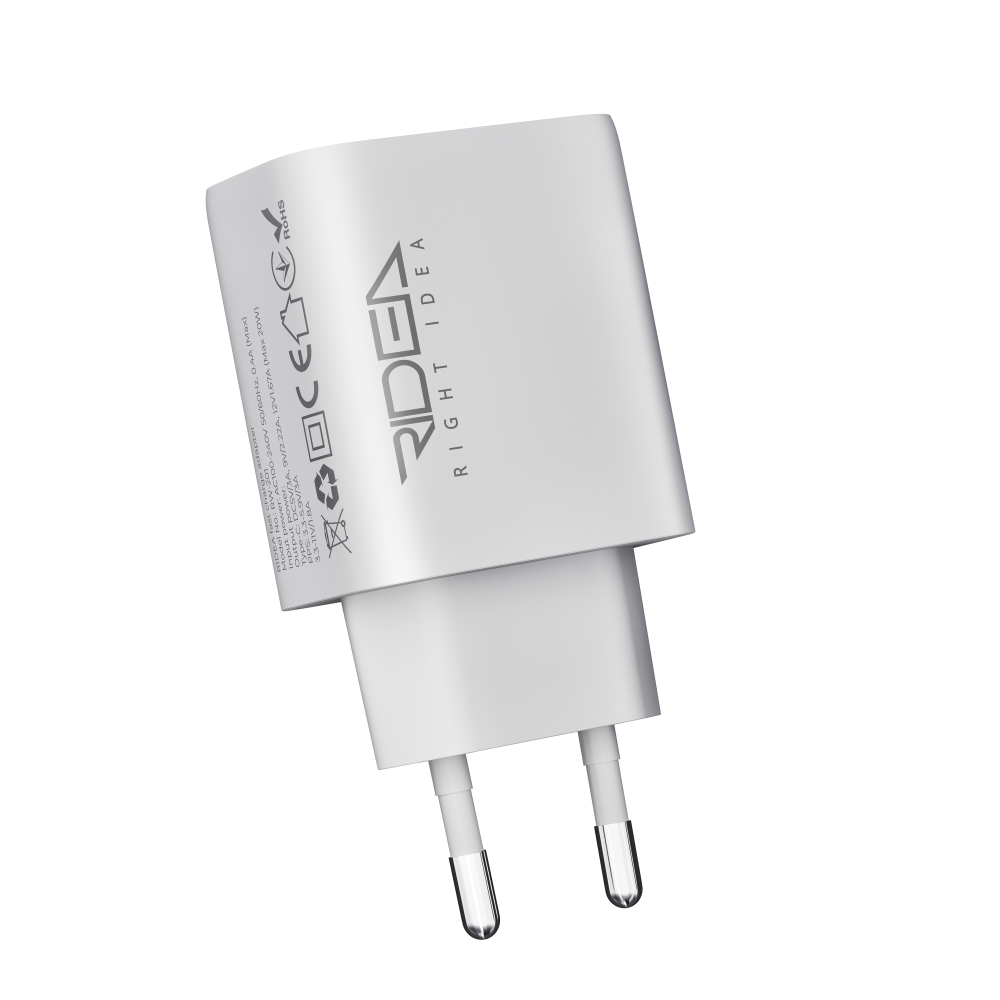 Купить СЕТЕВОЕ ЗАРЯДНОЕ УСТРОЙСТВО RIDEA RW-20124 RAPID PRO 1USB-C QC/PD 20W+TYPE-C TO TYPE-C_3