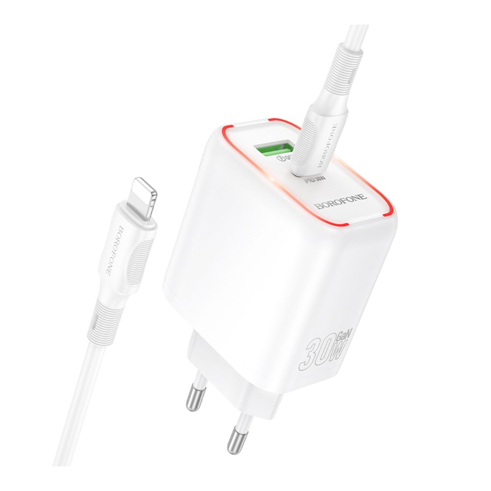 Купить СЕТЕВОЕ ЗАРЯДНОЕ УСТРОЙСТВО BOROFONE BA89A 1USB-C/1USB PD/QC 30W+TYPE-C TO LIGHTNING_2