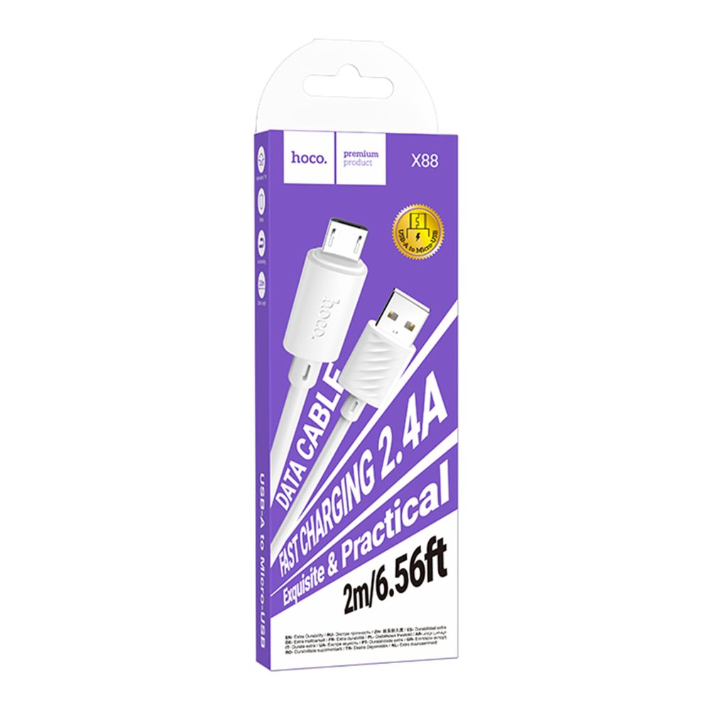 Купить USB HOCO X88 GRATIFIED MICRO 2.4A 2M_1