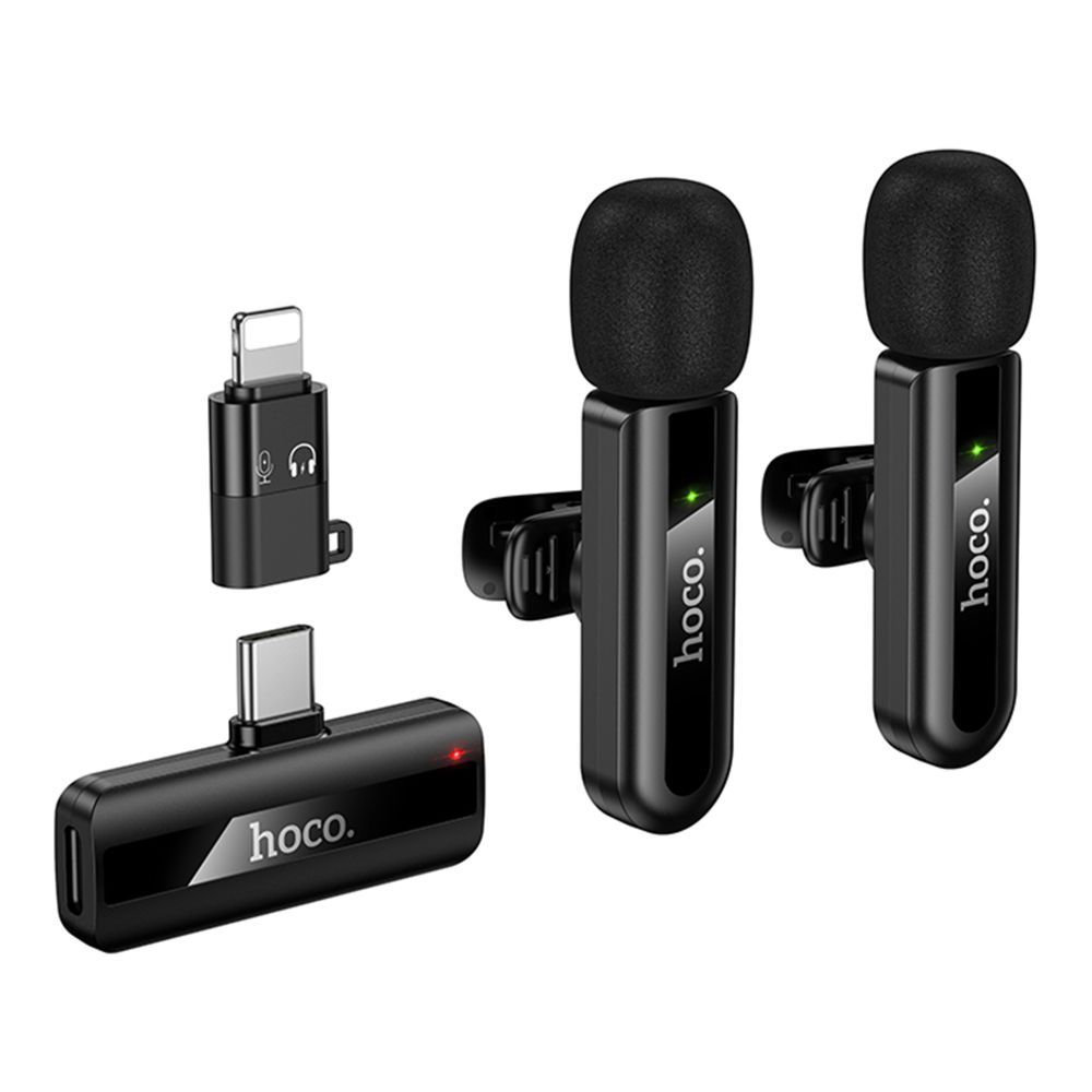 Купить МИКРОФОН ПЕТЛИЧНЫЙ БЕСПРОВОДНОЙ HOCO L20A DUAL-MIC IP/TYPE-C