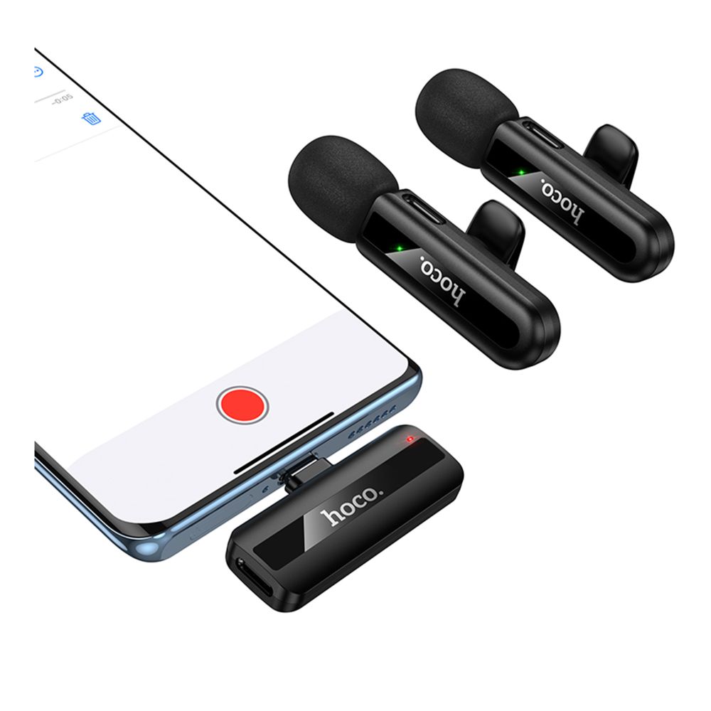 Купить МИКРОФОН ПЕТЛИЧНЫЙ БЕСПРОВОДНОЙ HOCO L20A DUAL-MIC IP/TYPE-C_3