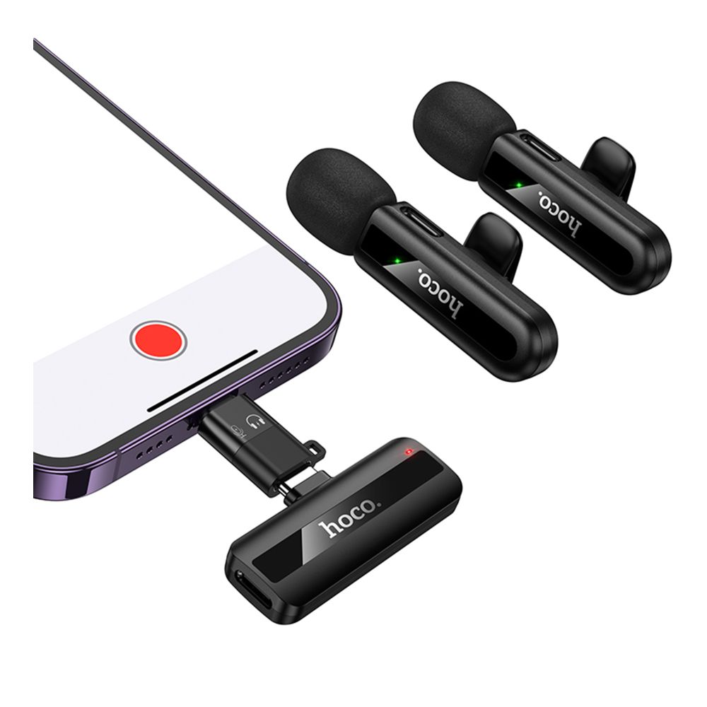 Купить МИКРОФОН ПЕТЛИЧНЫЙ БЕСПРОВОДНОЙ HOCO L20A DUAL-MIC IP/TYPE-C_4