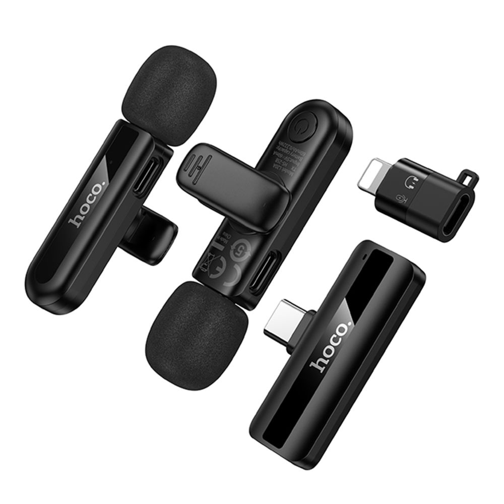 Купить МИКРОФОН ПЕТЛИЧНЫЙ БЕСПРОВОДНОЙ HOCO L20A DUAL-MIC IP/TYPE-C_2