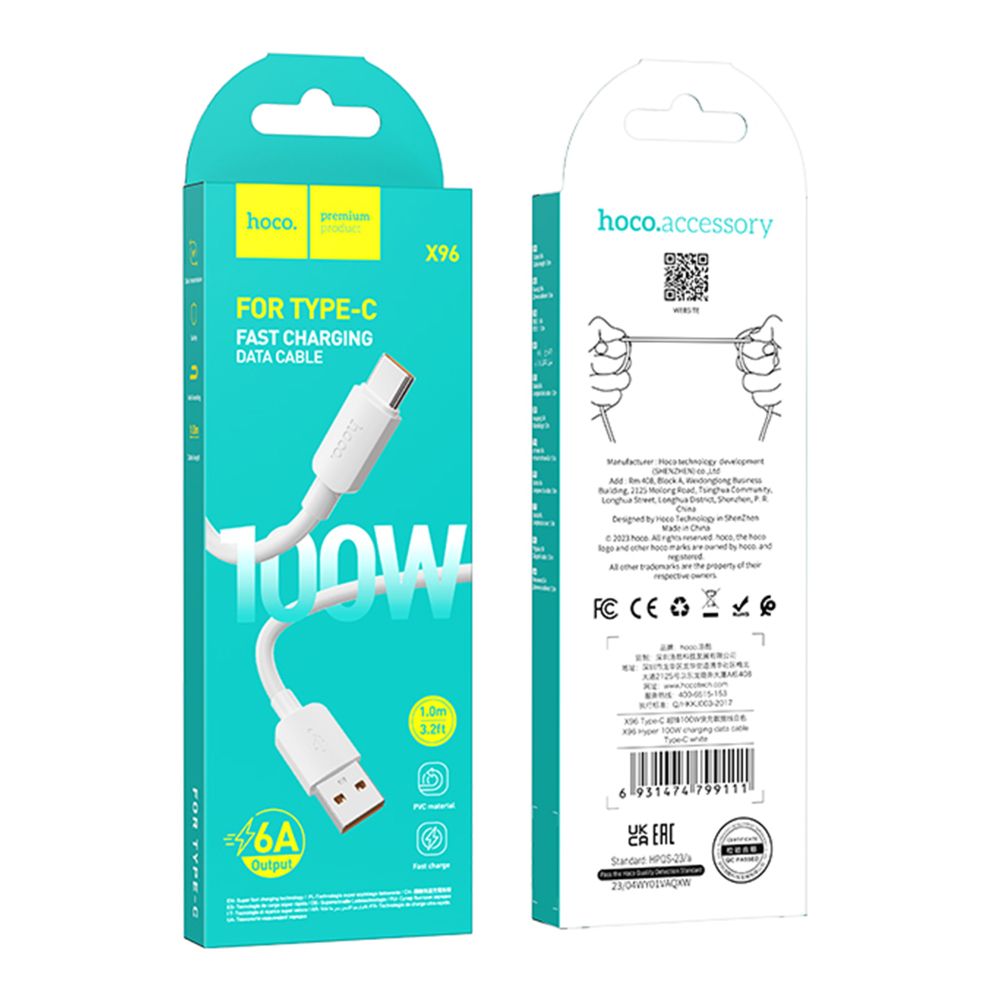 Купить USB HOCO X96 TYPE-C 6A 100W_1