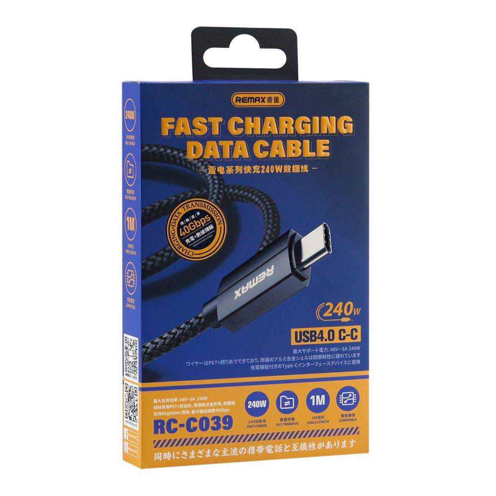 Купить USB REMAX RC-C039 TYPE-C TO TYPE-C THUNDERBOLT USB4.0 240W_1