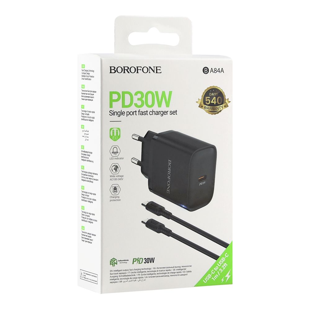 Купить СЕТЕВОЕ ЗАРЯДНОЕ УСТРОЙСТВО BOROFONE BA84A 1USB-C PD/QC 30W+TYPE-C TO TYPE-C_2