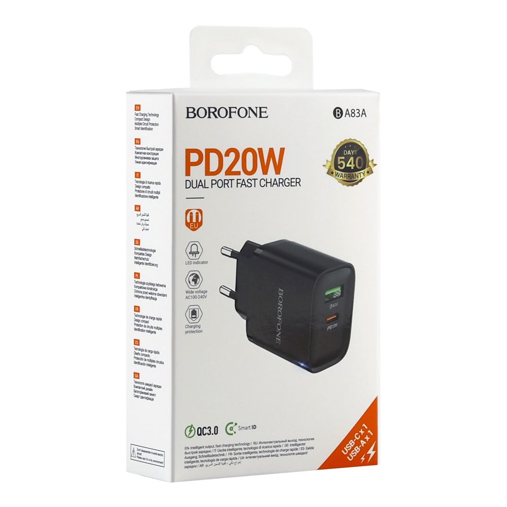 Купить СЕТЕВОЕ ЗАРЯДНОЕ УСТРОЙСТВО BOROFONE BA83A 1USB-C/1USB PD/QC 20W_2