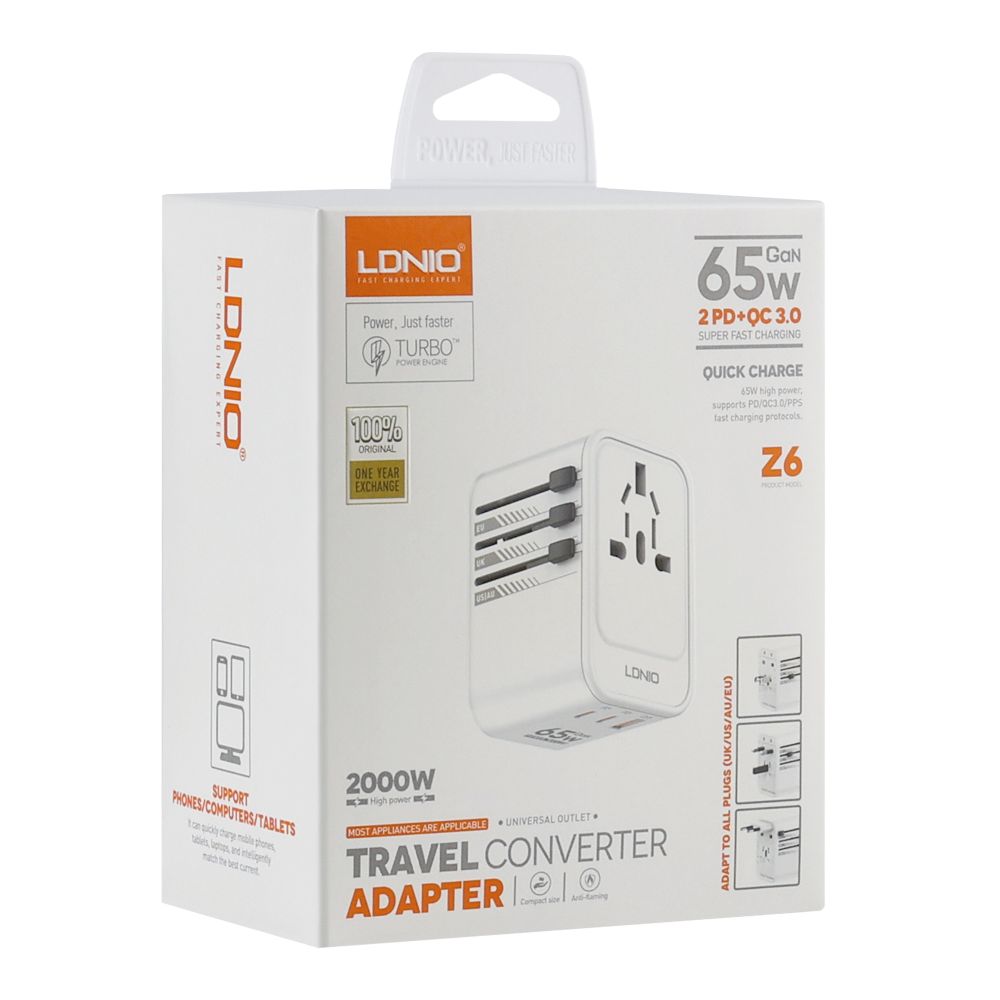 Купить СЕТЕВОЙ ПЕРЕХОДНИК LDNIO Z6 2USB-C/1USB 65W_1