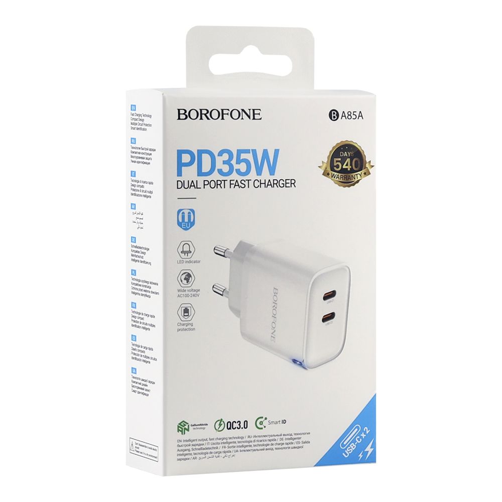 Купить СЕТЕВОЕ ЗАРЯДНОЕ УСТРОЙСТВО BOROFONE BA85A 2USB-C PD/QC 35W_1