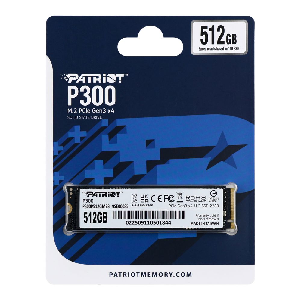 Купить SSD M.2 ДИСК PATRIOT P300 512GB NVME 2280 PCIE 3.0X4 3D NAND TLC (P300P512GM28)