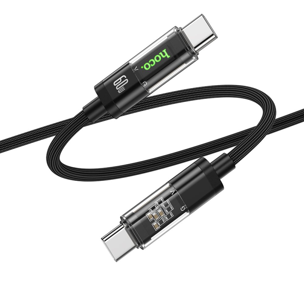 Купить USB HOCO U116 TRANSPARENT 60W LED INDICATOR TYPE-C TO TYPE-C 1.2M_3