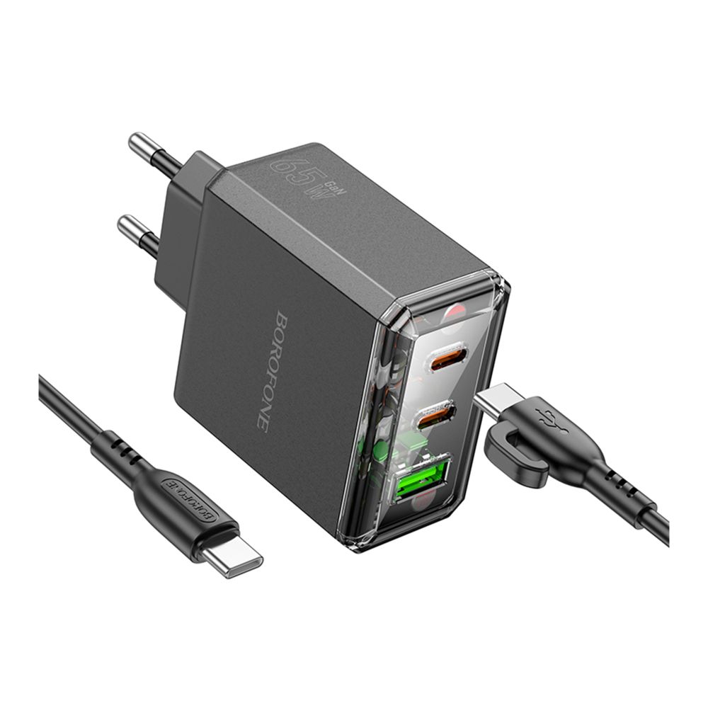 Купить СЕТЕВОЕ ЗАРЯДНОЕ УСТРОЙСТВО BOROFONE BAS34A 2TYPE-C/1USB PD/QC 65W TYPE-C TO TYPE-C_2