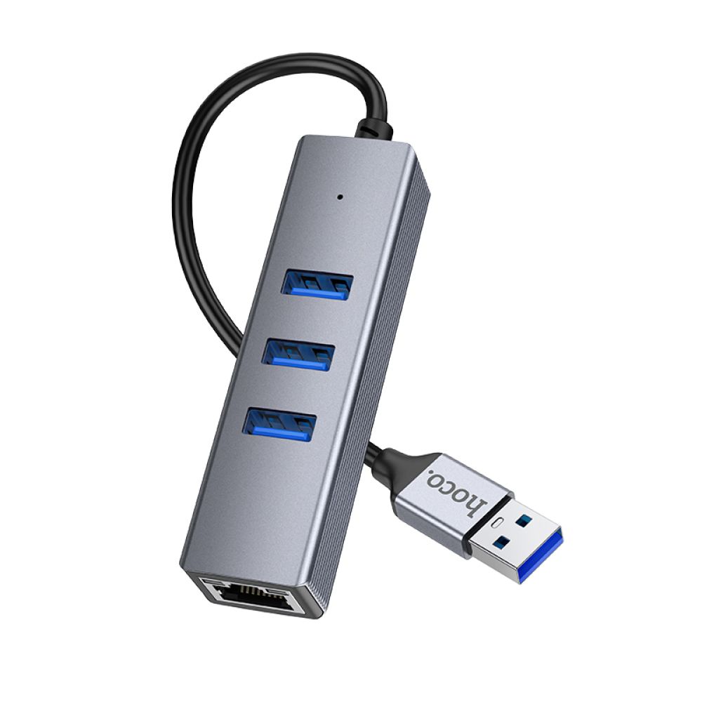 Купить USB HOCO HB34 EASY LINK GIGABIT ETHERNET ADAPTER(USB TO USB3.0*3+RJ45)_3