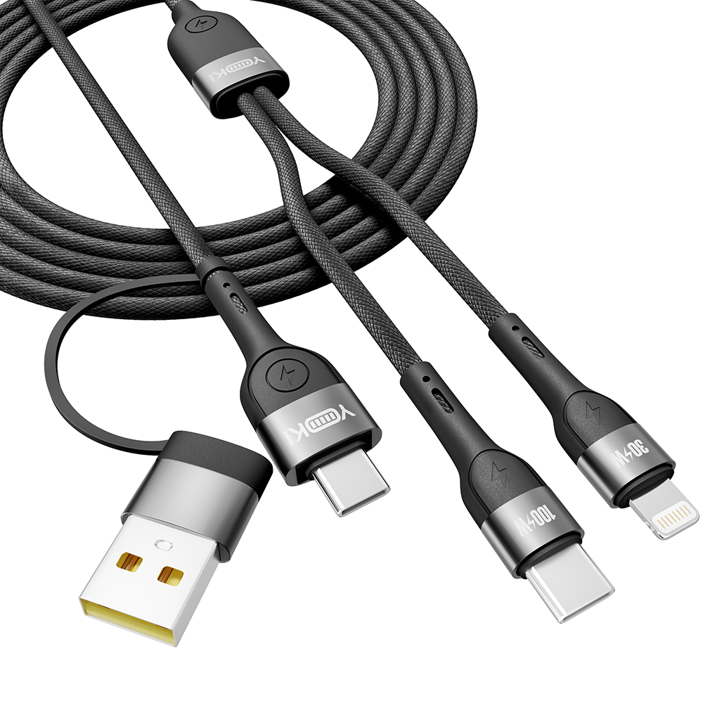 Купить USB YOKI UNIVERSE YK-UN91 USB-A/TYPE-C TO TYPE-C/LIGHTNING 100W 1.2M_2