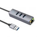 Купить USB HOCO HB34 EASY LINK GIGABIT ETHERNET ADAPTER(USB TO USB3.0*3+RJ45)_2
